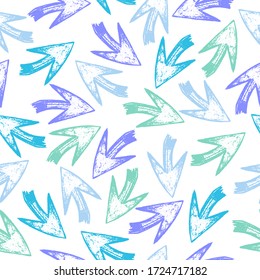 Pattern of ethnic arrows. Texture with tribal indian hand drawn arrows. Watercolor decorative hippie elements. Vector illustration. 