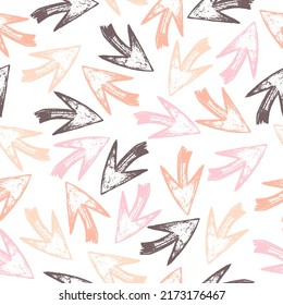 Pattern of ethnic arrows. Texture with tribal indian hand drawn arrows. Native american background design. Vector illustration. 