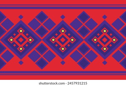 pattern in ethnic concept. There are geometric shapes in this ethnic pattern makes it looks Indian style This ethnic design is suitable for textile industry, fashion industry and also home decorating