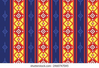 pattern in ethnic concept. There are geometric shapes in this ethnic pattern makes it looks Indian style This ethnic design is suitable for textile industry, fashion industry and also home decorating