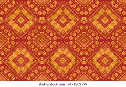 pattern in ethnic concept. There are geometric shapes in this ethnic pattern makes it looks Indian style This ethnic design is suitable for textile industry, fashion industry and also home decorating