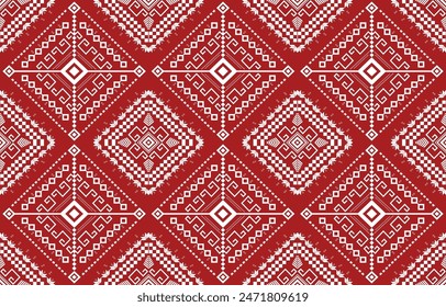 pattern in ethnic concept. There are geometric shapes in this ethnic pattern makes it looks Indian style This ethnic design is suitable for textile industry, fashion industry and also home decorating