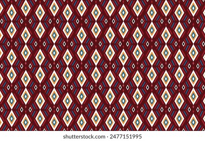 pattern in ethnic concept. There are geometric shapes in this ethnic pattern makes it looks Indian style This ethnic design is suitable for textile industry, fashion industry and also home decorating