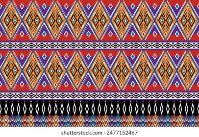 pattern in ethnic concept. There are geometric shapes in this ethnic pattern makes it looks Indian style This ethnic design is suitable for textile industry, fashion industry and also home decorating