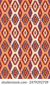 pattern in ethnic concept. There are geometric shapes in this ethnic pattern makes it looks Indian style This ethnic design is suitable for textile industry, fashion industry and also home decorating