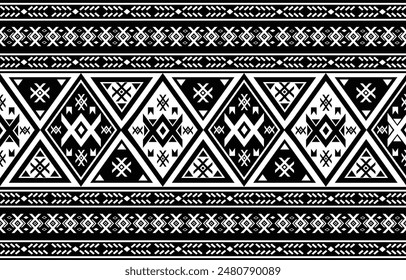 pattern in ethnic concept. There are geometric shapes in this ethnic pattern makes it looks Indian style This ethnic design is suitable for textile industry, fashion industry and also home decorating