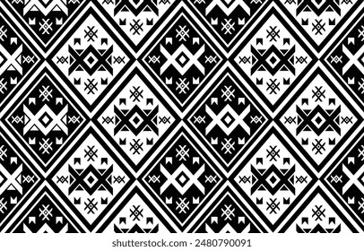 pattern in ethnic concept. There are geometric shapes in this ethnic pattern makes it looks Indian style This ethnic design is suitable for textile industry, fashion industry and also home decorating