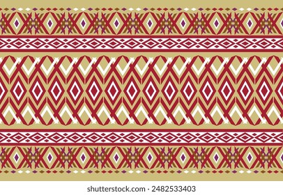 pattern in ethnic concept. There are geometric shapes in this ethnic pattern makes it looks Indian style This ethnic design is suitable for textile industry, fashion industry and also home decorating