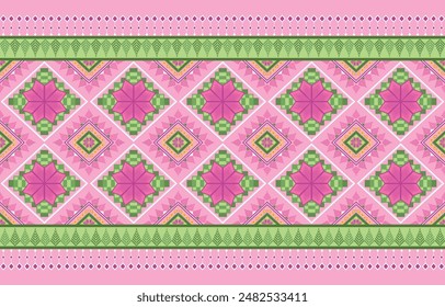 In: Pattern in Ethnic Concept. Es gibt geometrische Formen in diesem ethnischen Muster, sodass es im indischen Stil aussieht. Dieses ethnische Design eignet sich für die Textilindustrie, die Modebranche und auch für die Innendekoration