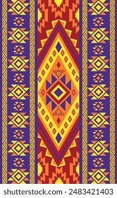 In: Pattern in Ethnic Concept. Es gibt geometrische Formen in diesem ethnischen Muster, sodass es im indischen Stil aussieht. Dieses ethnische Design eignet sich für die Textilindustrie, die Modebranche und auch für die Innendekoration