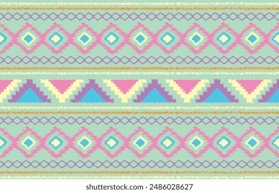 pattern in ethnic concept. There are geometric shapes in this ethnic pattern makes it looks Indian style This ethnic design is suitable for textile industry, fashion industry and also home decorating