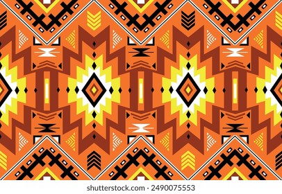 pattern in ethnic concept. There are geometric shapes in this ethnic pattern makes it looks Indian style This ethnic design is suitable for textile industry, fashion industry and also home decorating