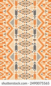 pattern in ethnic concept. There are geometric shapes in this ethnic pattern makes it looks Indian style This ethnic design is suitable for textile industry, fashion industry and also home decorating