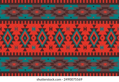 pattern in ethnic concept. There are geometric shapes in this ethnic pattern makes it looks Indian style This ethnic design is suitable for textile industry, fashion industry and also home decorating