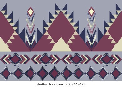 pattern in ethnic concept. There are geometric shapes in this ethnic pattern makes it looks Indian style This ethnic design is suitable for textile industry, fashion industry and also home decorating