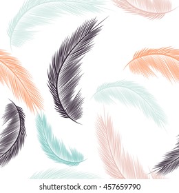 Pattern of ethnic feathers. Ethnic seamless pattern