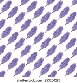 Pattern of ethnic feathers. Ethnic seamless pattern in native style. Violet feathers on white background. Vector illustration. Watercolor decorative hippie pattern