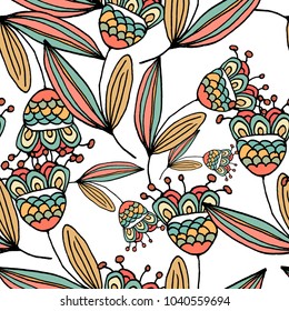 Pattern ethnic flower in vector fabric , textile 