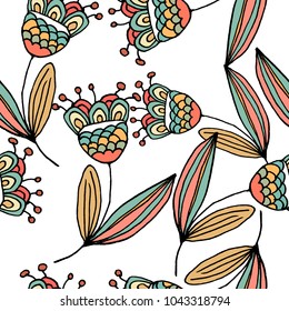 Pattern ethnic flower in vector fabric , textile 