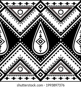 Pattern Ethnic geomatric print design Repeating background textrue in black and white. Pattern cloth design ,wallpaper, wrapping. 