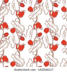 Pattern exotic flowers in different positions