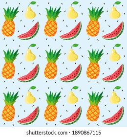 Muster exotischer Früchte Ananas Wassermelonen und Samen