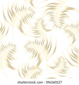 Pattern with exotic leaves in art deco style on white background
