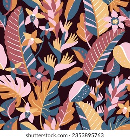 pattern with exotic tropical plants