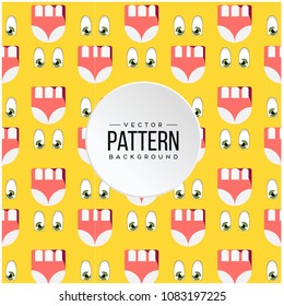 Pattern Eye Mouth Cartoon Yellow Background Vector Image
