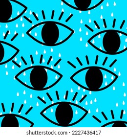 Pattern with eyes and abstract shapes. Vector illustration, fresh modern design. For various decorations - wrapping paper, fabrics, brochures, covers.