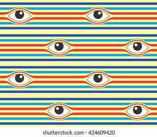 Pattern eyes. Background for web page, scrapbook elements, fabric design, wrapping paper, cover, cards. Vector seamless illustration