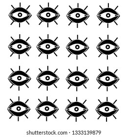 Pattern of the eyes. Vector illustration of eyes. Stylized eyes.