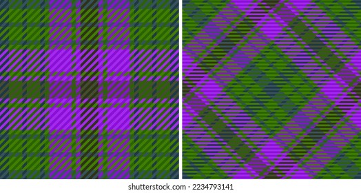 Pattern fabric background. Plaid textile tartan. Vector check texture seamless in set.