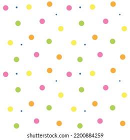 Pattern fabric dots with neon colors and white background, fashion style