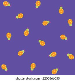 Pattern fabric ladybug with spring colors, and purple background fashion design
