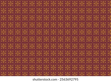  pattern fabric or mozzaik cross flower , red gold, batik pattern, paper pattern, seamless plaid pattern vector. Retro background fabric. Vintage color geometric texture,
