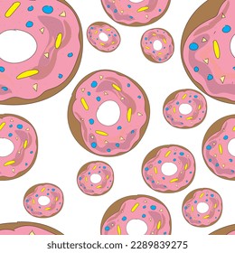 Stoffmuster, PapierDonuts auf weißem Hintergrund