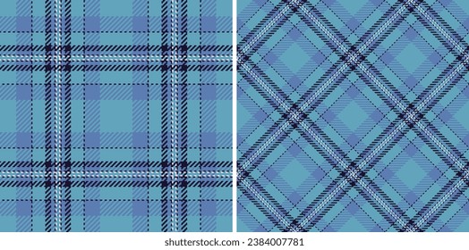 Enchapado de tela de patrón de textura comprobar textil con un fondo tartán sin costura vectorial conjunto en colores fríos.