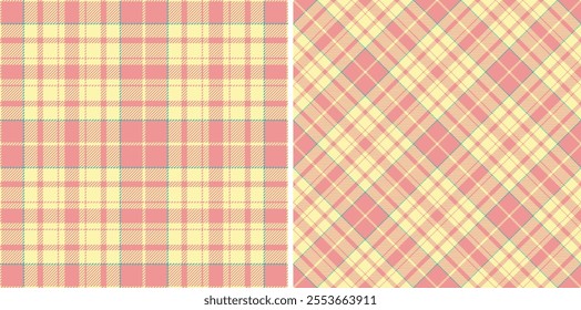 Pattern fabric seamless of textile background tartan with a check plaid texture vector. Set in spring colours. Symmetry tissue designs in fashion.