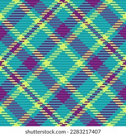 Tela de patrón sin fisuras. Comprobación de tartán de textura. Textil vectorial de fondo trenzado en color cian y cal.