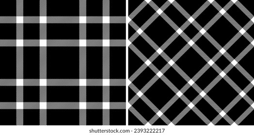 Pattern fabric tartan of textile plaid check with a vector background texture seamless set in monochrome colors.