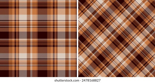 Pattern fabric textile of check texture seamless with a vector plaid background tartan set in skin colors.
