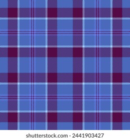 Pattern fabric texture of textile check vector with a tartan background seamless plaid in blue and pink colors.