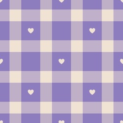 Pattern Fabric Vector Of Plaid Tartan Textile With A Hearts And Check Texture Background Seamless In Pastel And Indigo Colors.