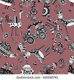 Pattern with fabulous animals.