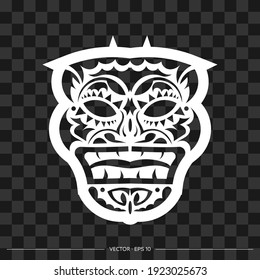 The pattern of the face of a leader or tribal warrior. The contour of the face or mask of a warrior. For T-shirts and prints. Vector 