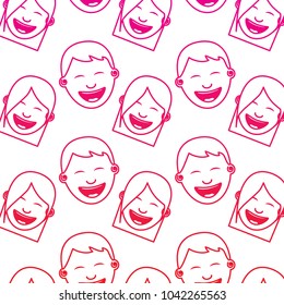 pattern faces smiling happy boys and girls