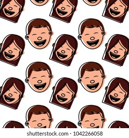 pattern faces smiling happy boys and girls
