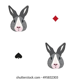 Pattern with fairy rabbit. Background with bunny in Wonderland