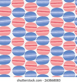 The pattern of the famous French Cake macaroon. Repeating pattern for your design blue and pink on a white background.